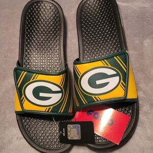 Green Bay Packers Slide Sandals - Green and Yellow NWT